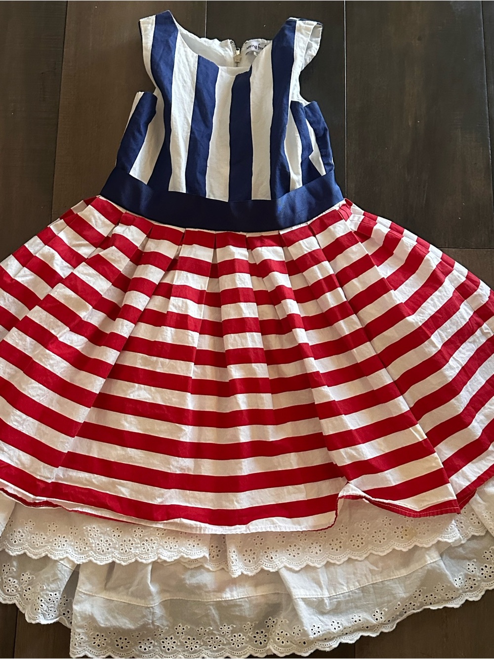 Chasing Fireflies Patriotic Americana 4th of July Girls Dress Red White Blue